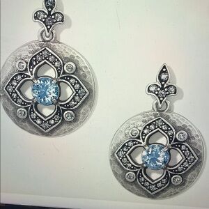 💙🆕 Brighton Sahara Silver & Blue Crystal Small Drop Earrings NWT